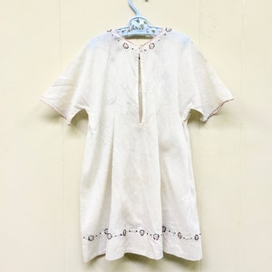 Antique 1910s Edwardian Hand-Embroidered White Batiste Girl's Dress, WW1 Era Cotton Summer Chemise, Teens Era Slip or Underdress, VFG image 3