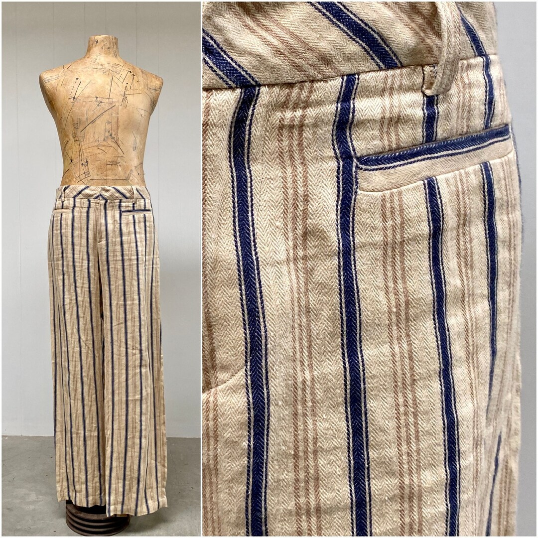 Vintage 1990s Men's Striped Linen Pants by Agnes B. Homme Etsy
