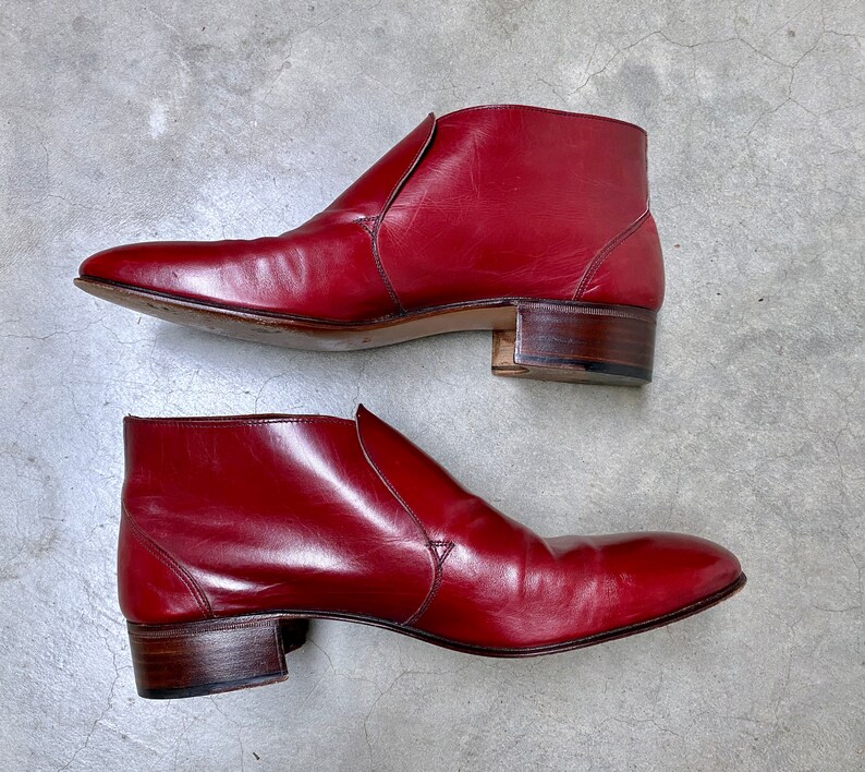 Vintage 1980s Bruno Magli Cordovan Leather Ankle Boots, 80s Designer Dress Boots, Made in Italy, Men's US Size 8 image 5