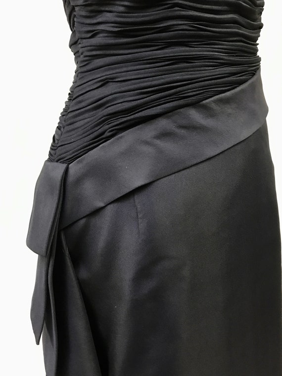 Vintage 1960s Black Silk Party Dress, 60s Ruched … - image 9