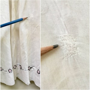 Antique 1910s Edwardian Hand-Embroidered White Batiste Girl's Dress, WW1 Era Cotton Summer Chemise, Teens Era Slip or Underdress, VFG image 7