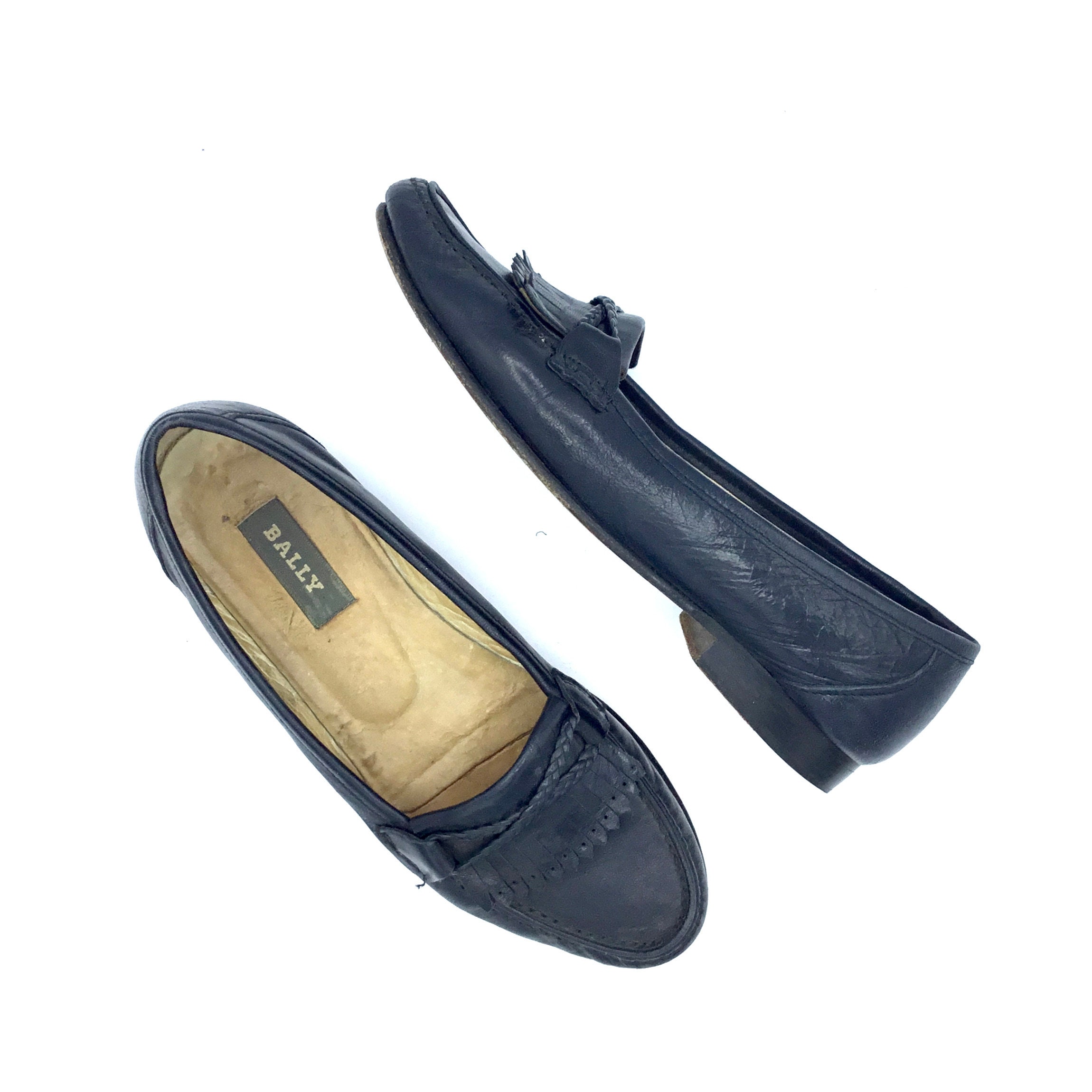 1980s Black Bally Loafers - Etsy