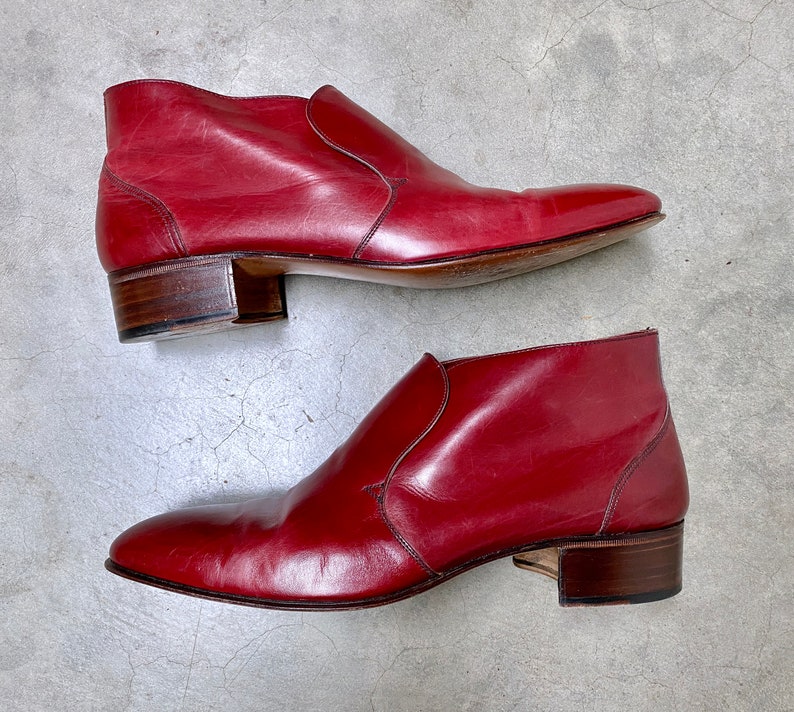 Vintage 1980s Bruno Magli Cordovan Leather Ankle Boots, 80s Designer Dress Boots, Made in Italy, Men's US Size 8 image 4