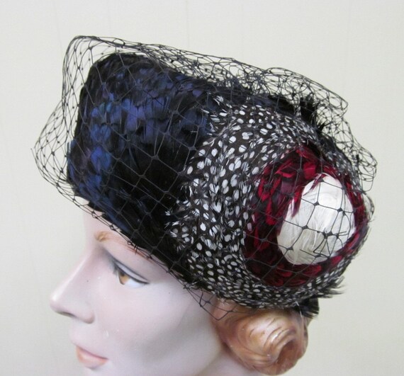 Vintage 1950s Jack McConnell Hat, 50s Couture Fea… - image 4