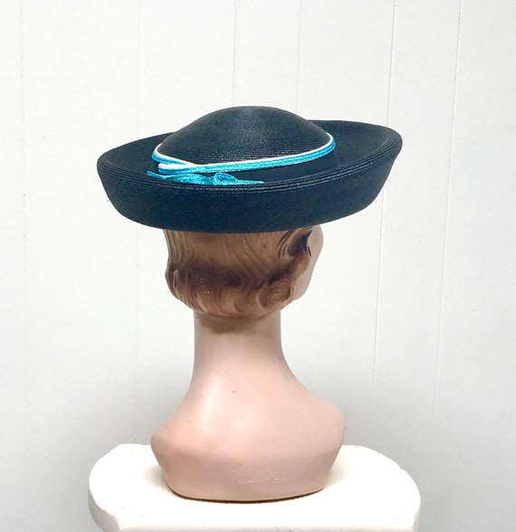 Vintage 1960s Miss Schiaparelli Hat, 60s Mod Blac… - image 1