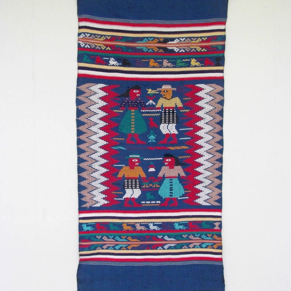 1970s Vintage Guatemalan Textile / 70s Hand-Woven Folk Art Wall Hanging