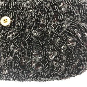 Vintage 1960s Black Hand-Beaded Evening Bag, 60s Sequined Clutch Purse, Richere Bag Hand Made in Hong Kong, VFG image 7