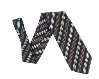 Vintage 1970s Yves Saint Laurent Striped Silk Necktie, 70s YSL Men's Luxe Designer Rep Tie, 4" Wide