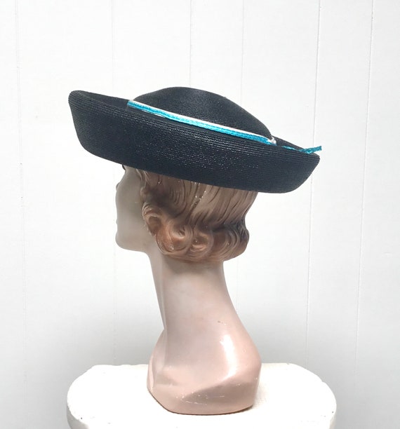 Vintage 1960s Miss Schiaparelli Hat, 60s Mod Blac… - image 3