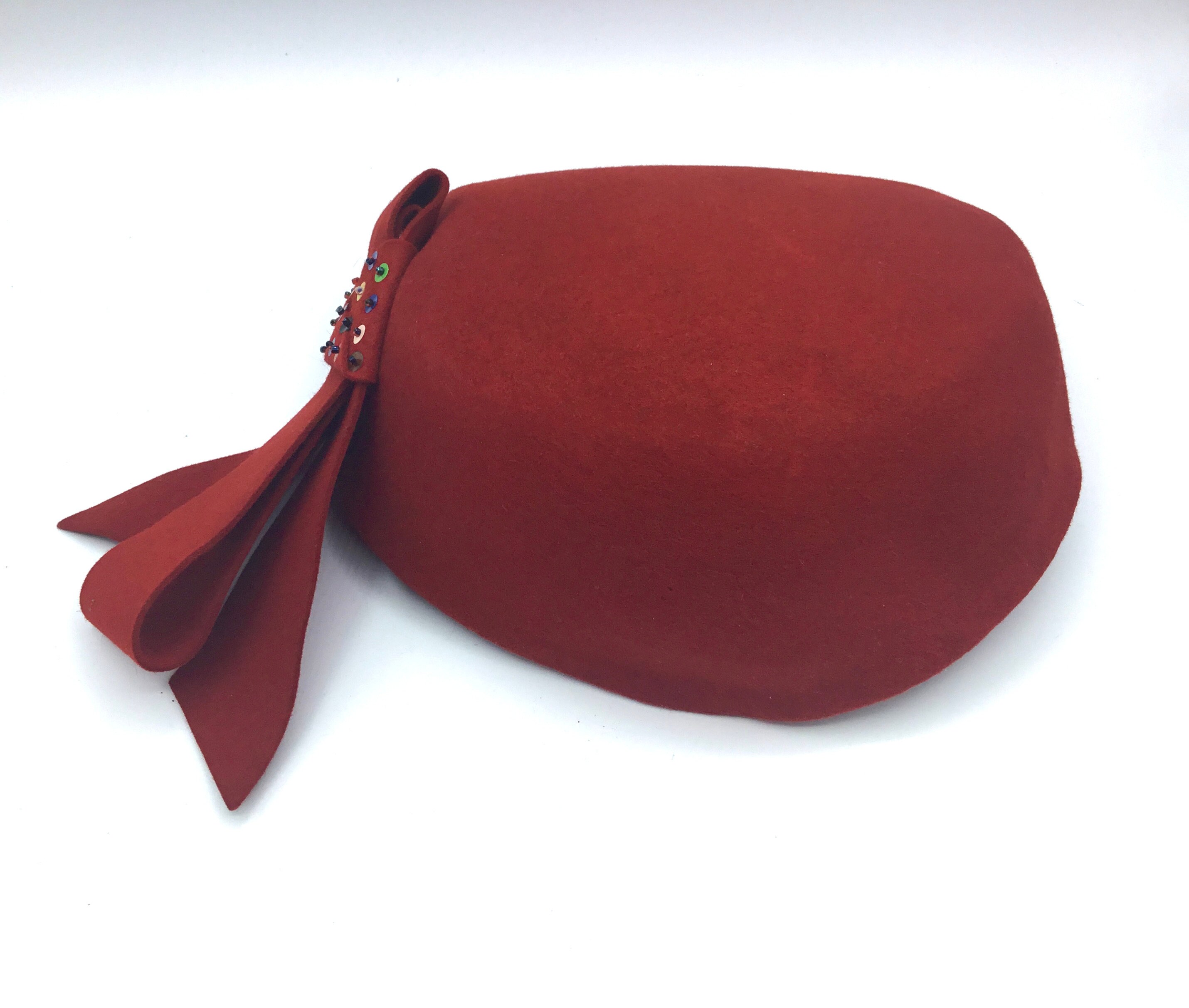 Vintage 1940s Pillbox Felt Hat Charmette & Duby New York Crimson Wool Beret Lot Duby Hat - Etsy main image 3