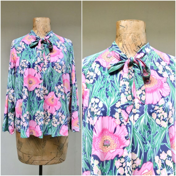 Vintage 1960s Nylon Floral Bed Jacket, William Mor