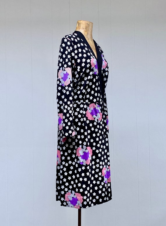 Vintage 1970s Hanae Mori Jersey Wrap Dress, Black… - image 3