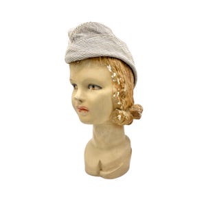 Vintage 1940s WWll W.A.V.E.S Seersucker Garrison Cap, Women's US Navy Cotton Uniform Hat, World War Two Accessory, Military Collectible, VFG