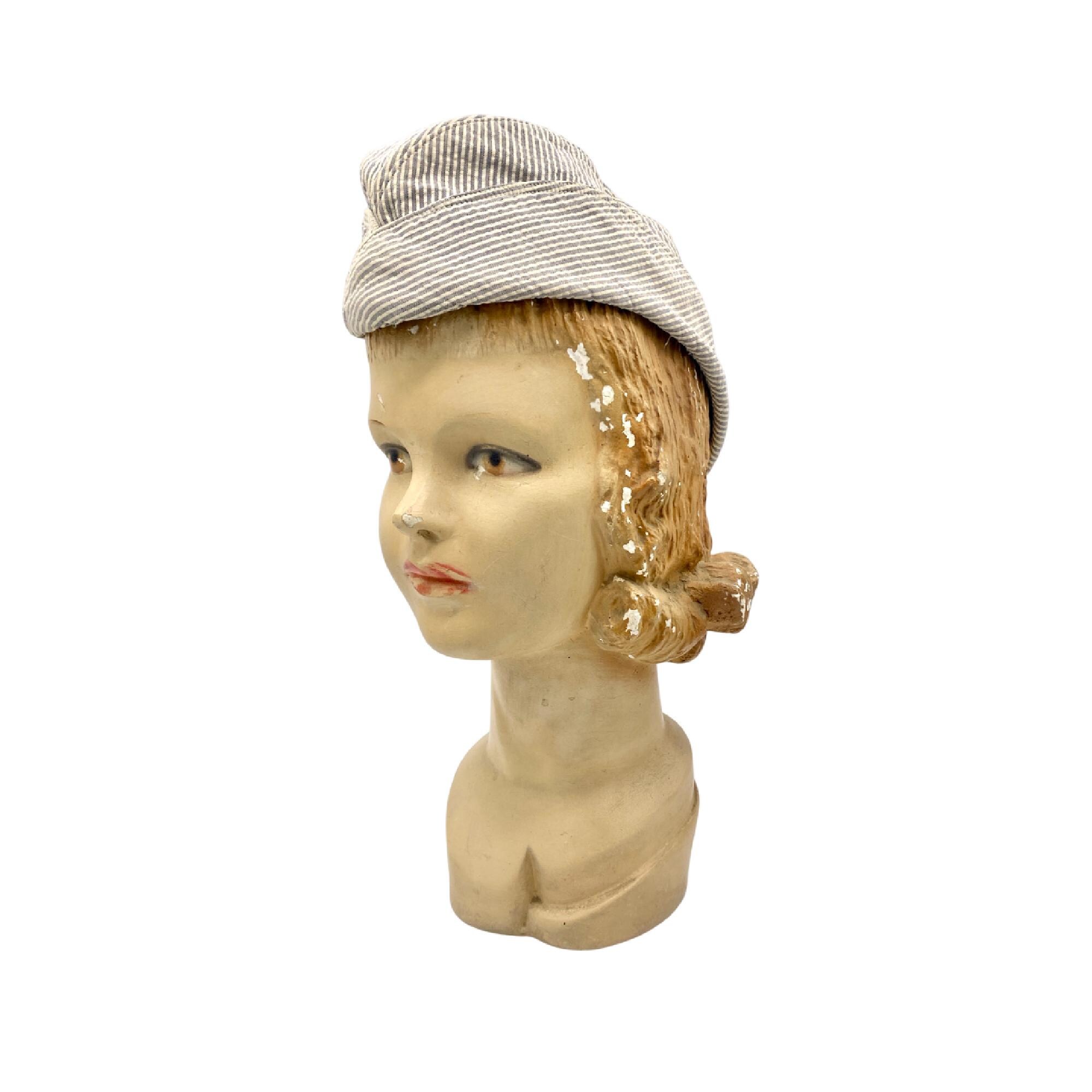 Vintage 1940s Wwll W.A.V.E.S Seersucker Garrison Cap 