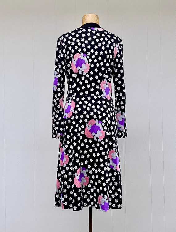 Vintage 1970s Hanae Mori Jersey Wrap Dress, Black… - image 4