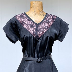 Vintage 1950s Party Dress 50s Black/pink Rayon and Lace Patio - Etsy