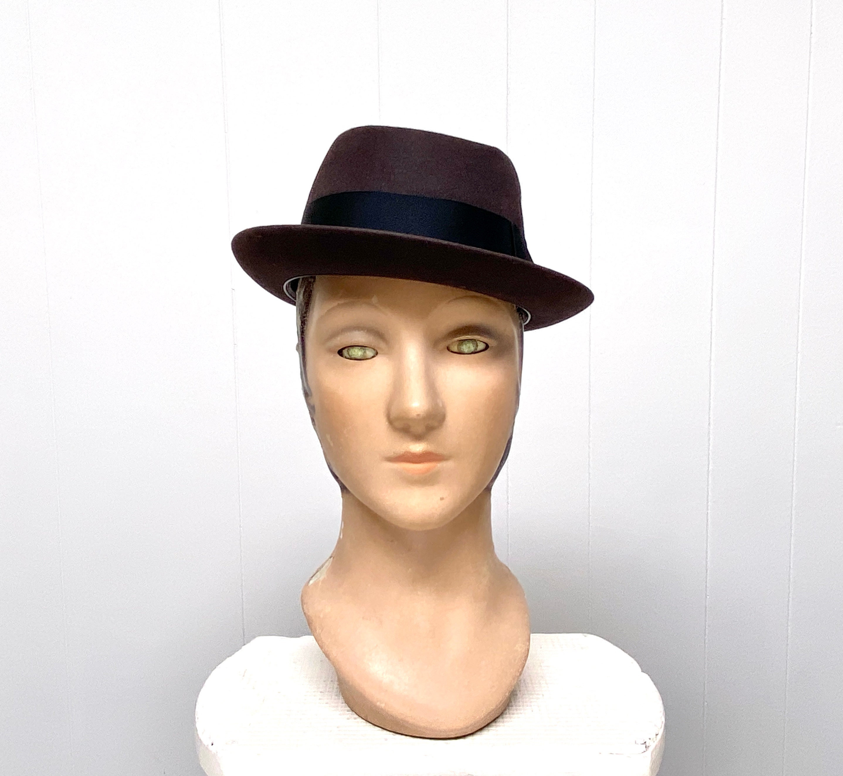 Vintage 1950s Stetson Brown Wool Felt Stingy Brim Fedora Vintage 1950s Stetson Brown Wool Felt Stingy Brim Fedora