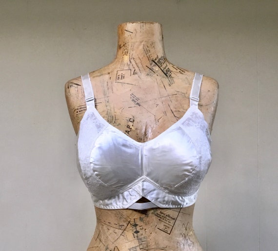 Vintage 1940s 38B Gossard Bra, 40s Ivory Satin/La… - image 3