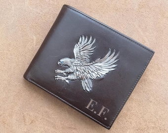 Cartera personalizada de piel de grano completo de primera calidad para hombre, cartera plegable RFID, regalo personalizado grabado para papá, esposo, novio, regalo perfecto.