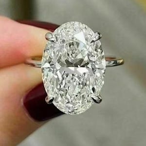 7CT Oval Cut Simulated Diamond Engagement Ring, Oval Hidden Halo Solitaire Ring 925 Sterling Silver Wedding Ring, Proposal Ring Gift For Her