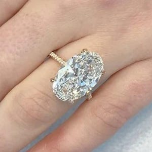17 CT Large Oval Cut Hidden Halo Ring, Gorgeous Oval Cut CZ Diamond Ring, 25th anniversary Gift For Your Love, 925 Sterling Silver,
