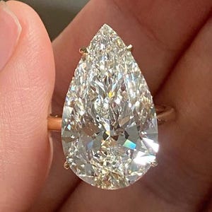 Solitaire Engagement Ring, Pear Cut CZ Diamond Wedding Ring, Simple Promise Ring for Her, Sterling Silver Travel Ring, Anniversary Gift Ring