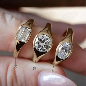 Bague émeraude d&#39;est en ouest et taille ovale, bague avec faux diamant rond, bague de mariage serti clos, bague de fiançailles solitaire en argent 925