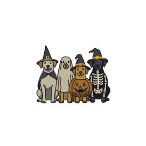 Halloween Dogs Embroidery Design, Cute Halloween Dog Machine Embroidery File, Pet Halloween Stitch, 5 x7 hoop, Instant Download
