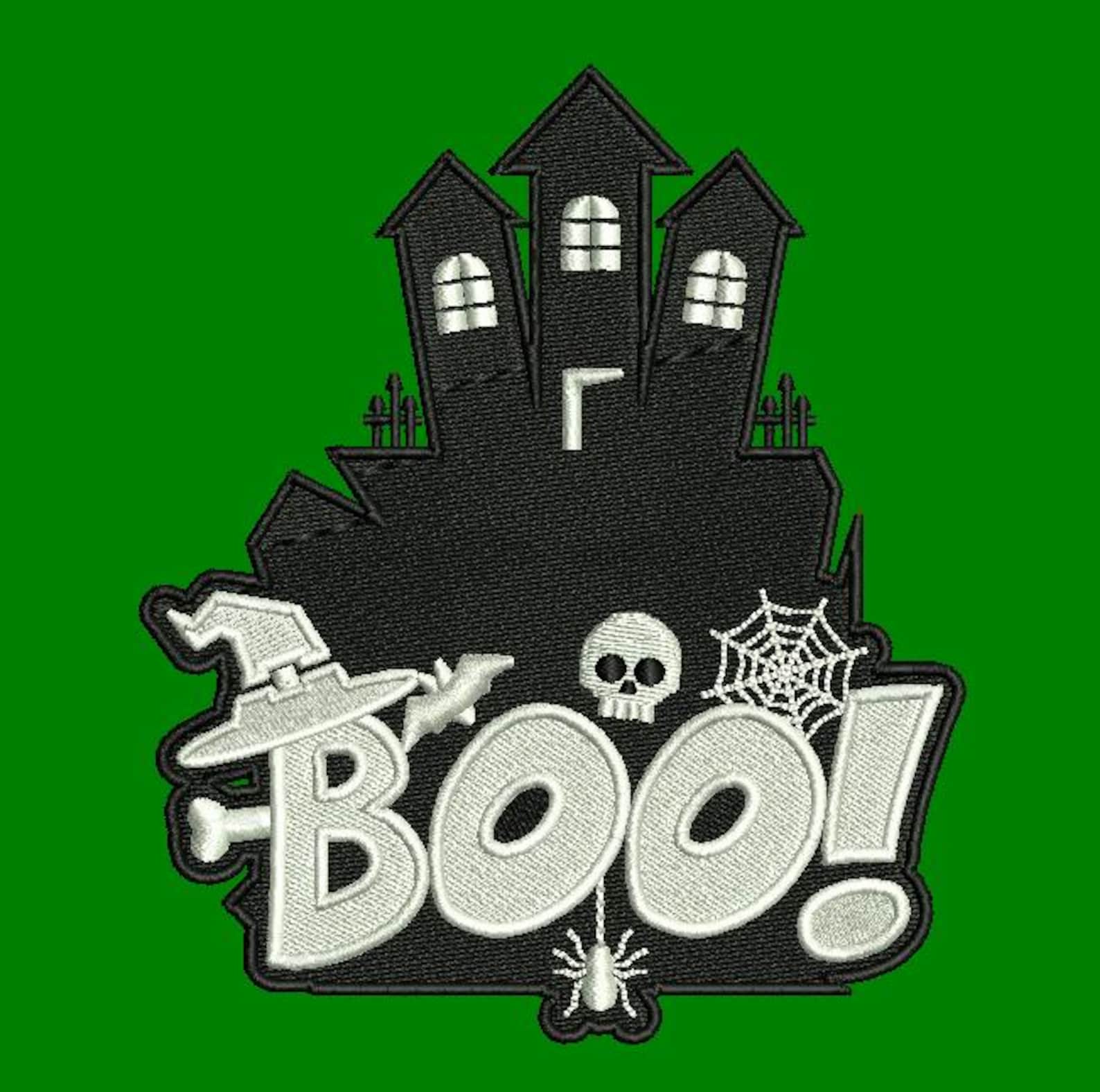 BOO Haunted House Embroidery Design, Halloween Machine Embroidery File ...