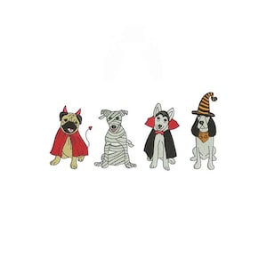 Halloween Dogs Embroidery Design, Cute Dog Costume Machine Embroidery File, Pet Halloween Stitch, Instant Download