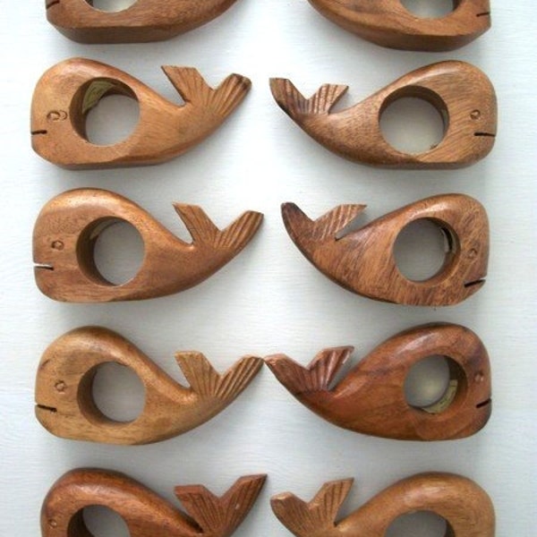 6 Vintage Whale Napkin Rings