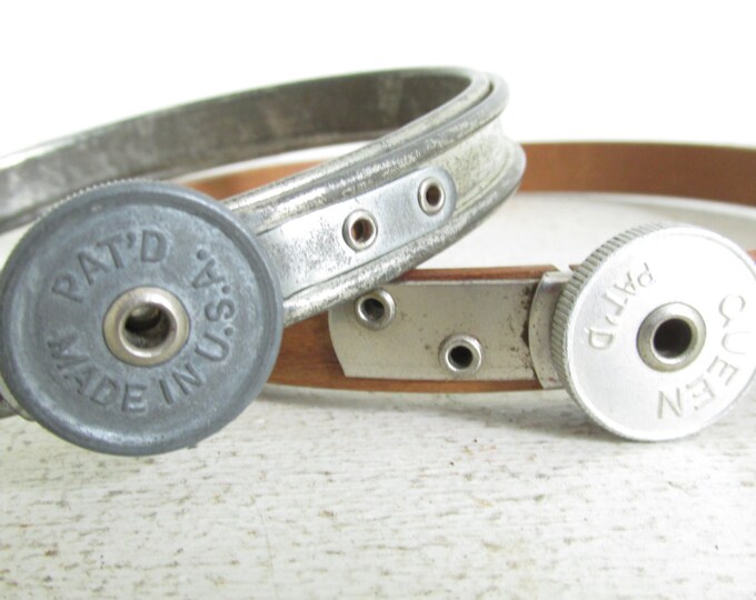 Vintage Queen Wood Embroidery Hoops Felt and Cork Lined Rare Embroidery