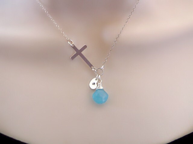 Cross Necklace Birthstone Necklace 