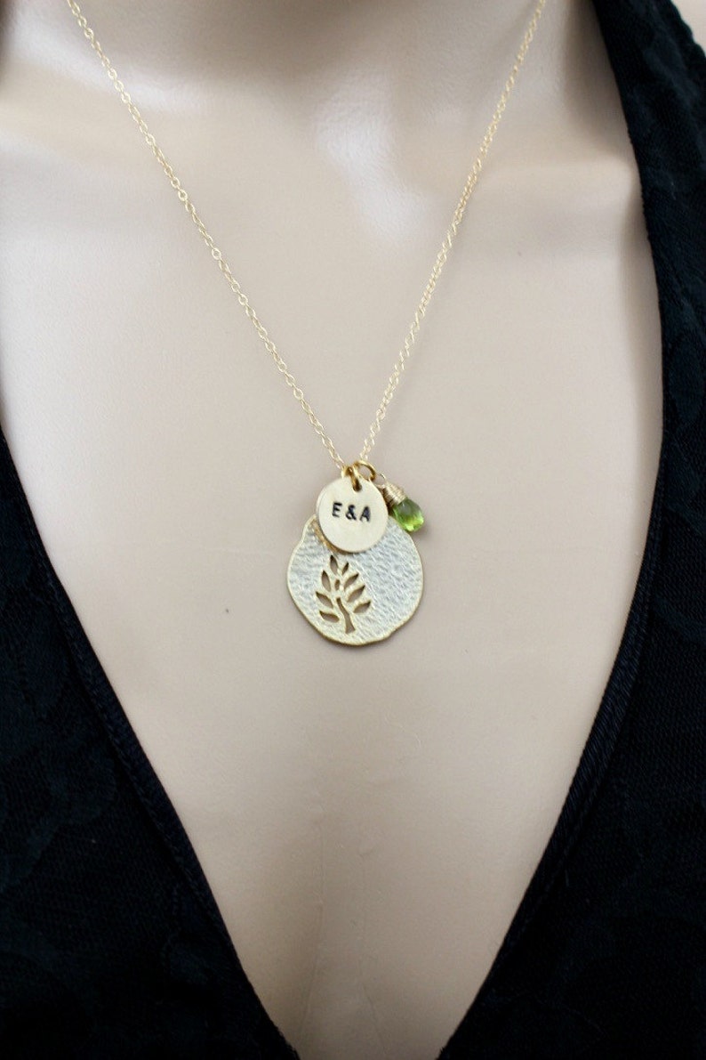 Tree of Life Necklace Silver Mothers Jewelry Three Initial Necklace Personalized Gifts for Mom Friend Sister Gold Birthstone Necklace