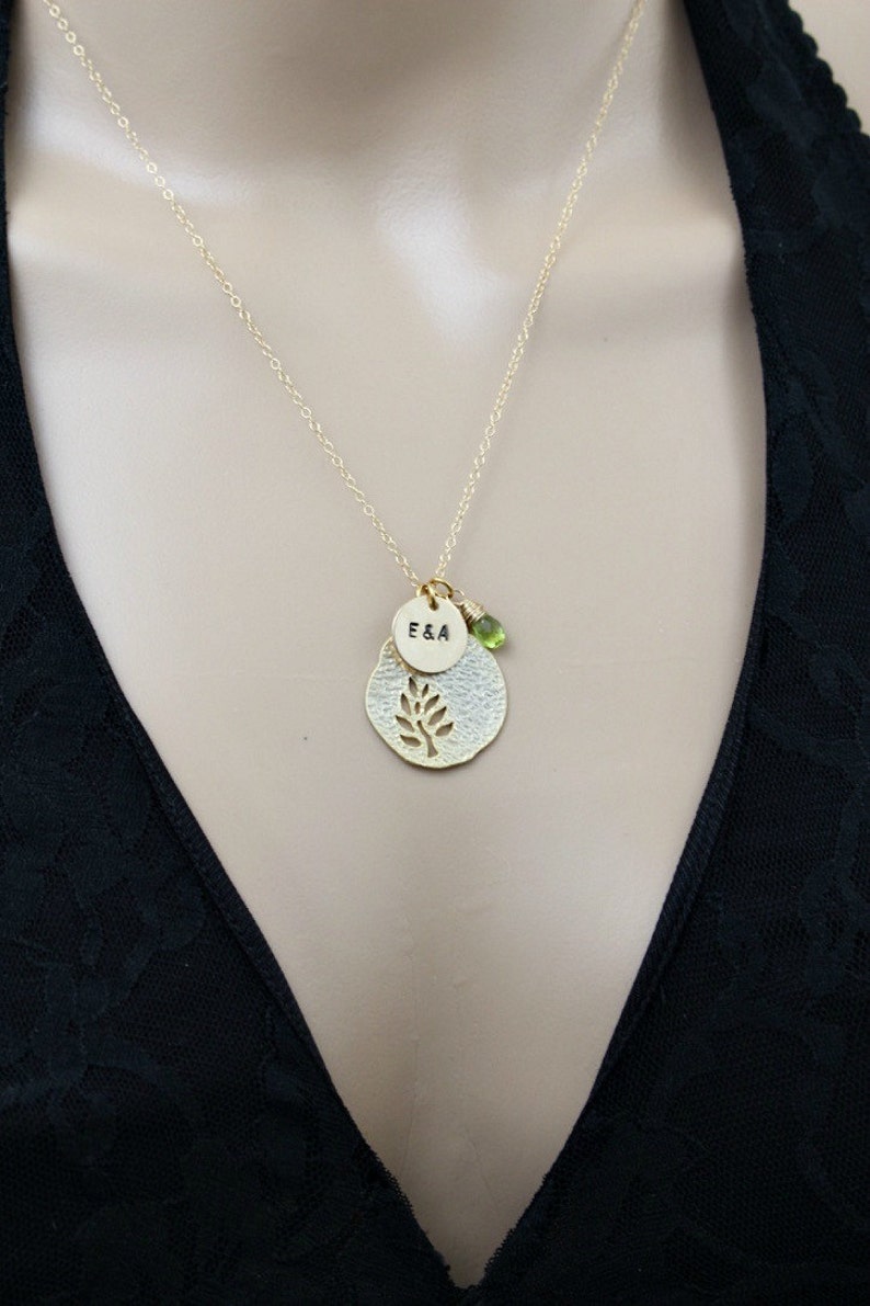 Tree of Life Necklace Silver Mothers Jewelry Three Initial Necklace Personalized Gifts for Mom Friend Sister Gold Birthstone Necklace