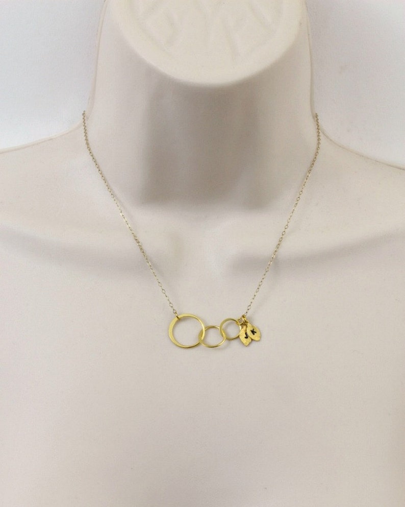 Interlocking Circle Necklace Initial Necklacemothers Etsy