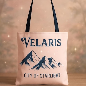 Torba typu tote Velaris Mountains City of Starlight - prosta, wróżkowa, romantyczna fikcja, fantazyjny design, torba zakupowa dla miłośników książek fantasy, bajkowa
