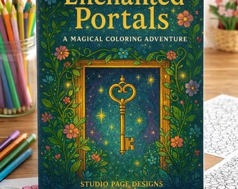 Fantasy Coloring Book – Enchanted Portals for Adults – Relaxing Magical Digital Download