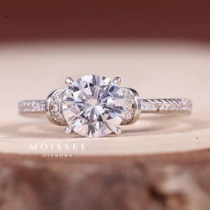 Unique 1.00CT Round cut Moissanite Diamond engagement ring, Solitaire Wedding Ring, Vintage Cluster Ring, Antique anniversary promise ring
