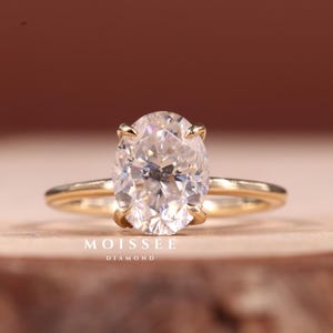 Elegant Hidden Halo 2.00CT Oval Cut Moissanite Diamond Ring, Solitaire Engagement Ring, Vintage Wedding Ring, Anniversary Ring For Wife