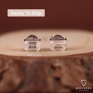 2.07CT Emerald Cut Lab Grown Diamond Stud Earrings, 14K White Gold Push Back Earrings, Anniversary/ Birthday Gift , Daily Wear Earrings