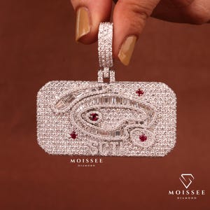 Moissanite Baguette & Round Pendant: 10TCW, Hip Hop Style (No Chain)