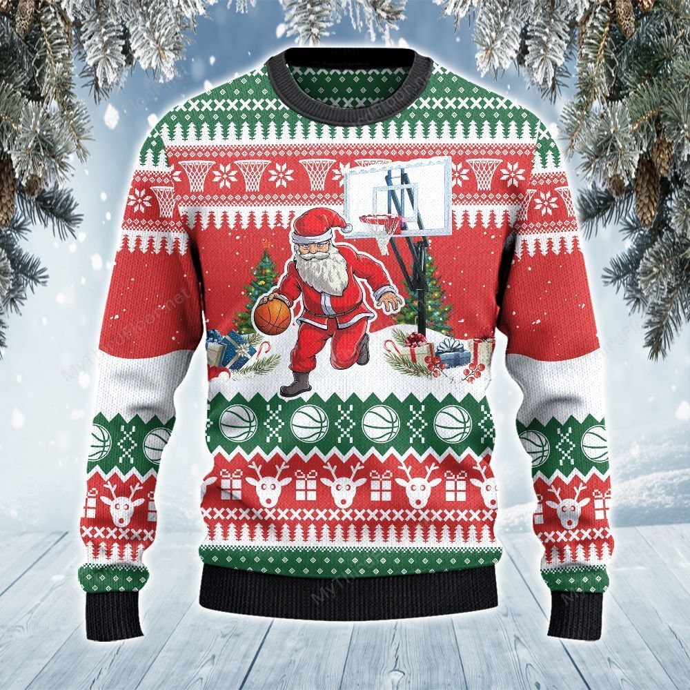 Discover Basketball Lovers Gift Santa Dribble All Over Print Ugly Sweater