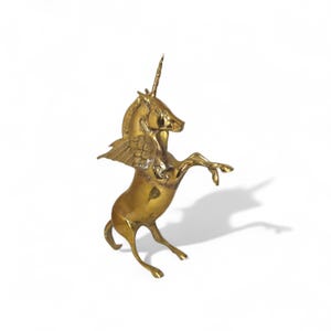 Antique Brass Winged Unicorn Figurine | Vintage Brass Unicorn Statue | Decorative Collectible Home Decor