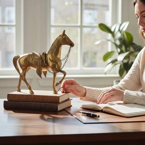 Antique Brass Horse Figure | Decorative Statue | Vintage Metal Horse Figurine