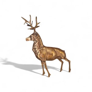 Antique Brass Deer Statue – Decorative Vintage Figure