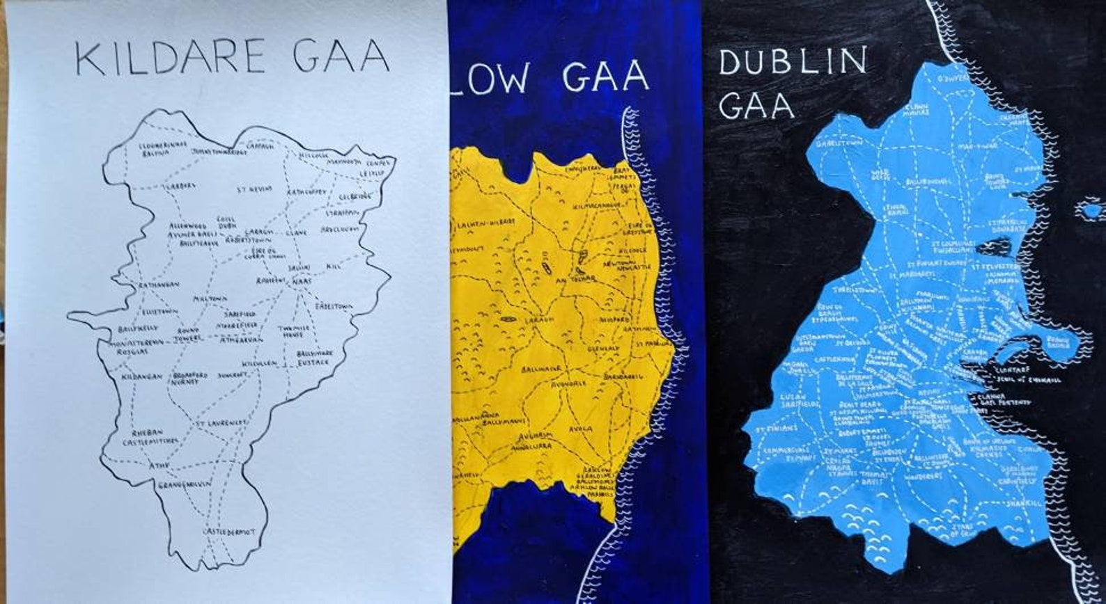 GAA Club Maps gaelic football inspired painting Etsy