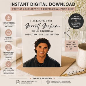 Garrett Graham Birthday Card Printable | Funny BookTok Birthday Card | Hockey Romance Gift | Instant Digital Download for Readers