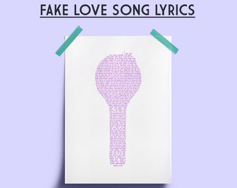 BTS druckbare FAKE LIEBE Lyrics Poster in einer Armee Bombe Kpop digitale Download Kunst