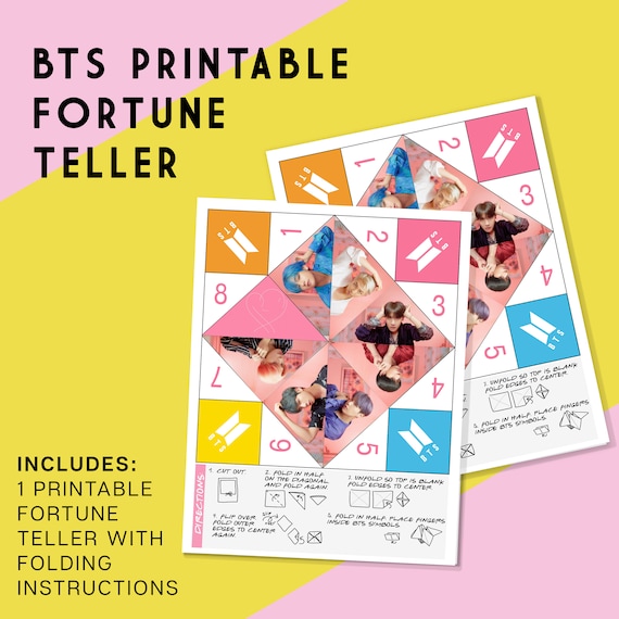 Bts Origami Fortune Teller Bts Birthday Party Printable Etsy